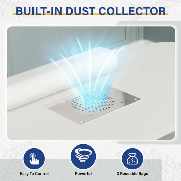 Manicure Table with Electric Dust Collector, Display Storage for Nail Technician