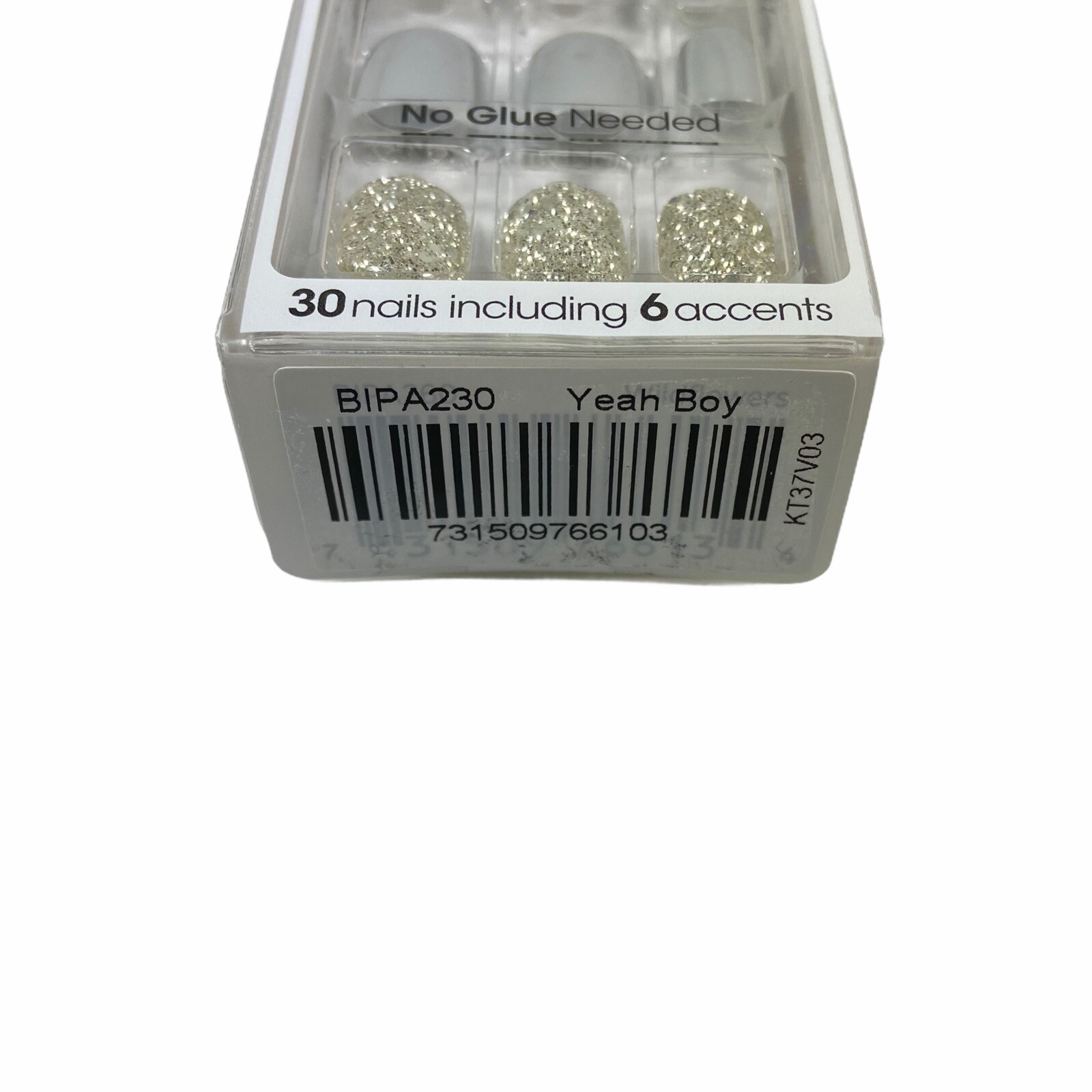 NEW Kiss Nails Impress Press On Manicure Short Gel Grey Gold Silver Marble