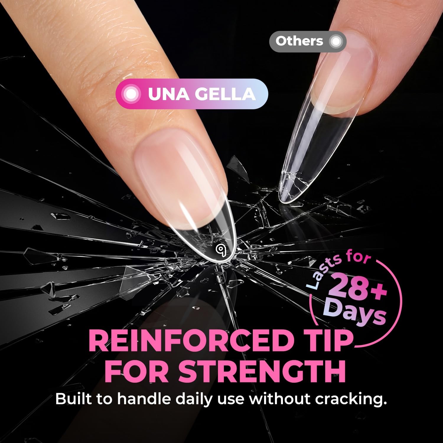 UNA GELLA Almond Nail Tips 360Pcs, 15 Sizes No Filing Needed Soft Gel Medium…