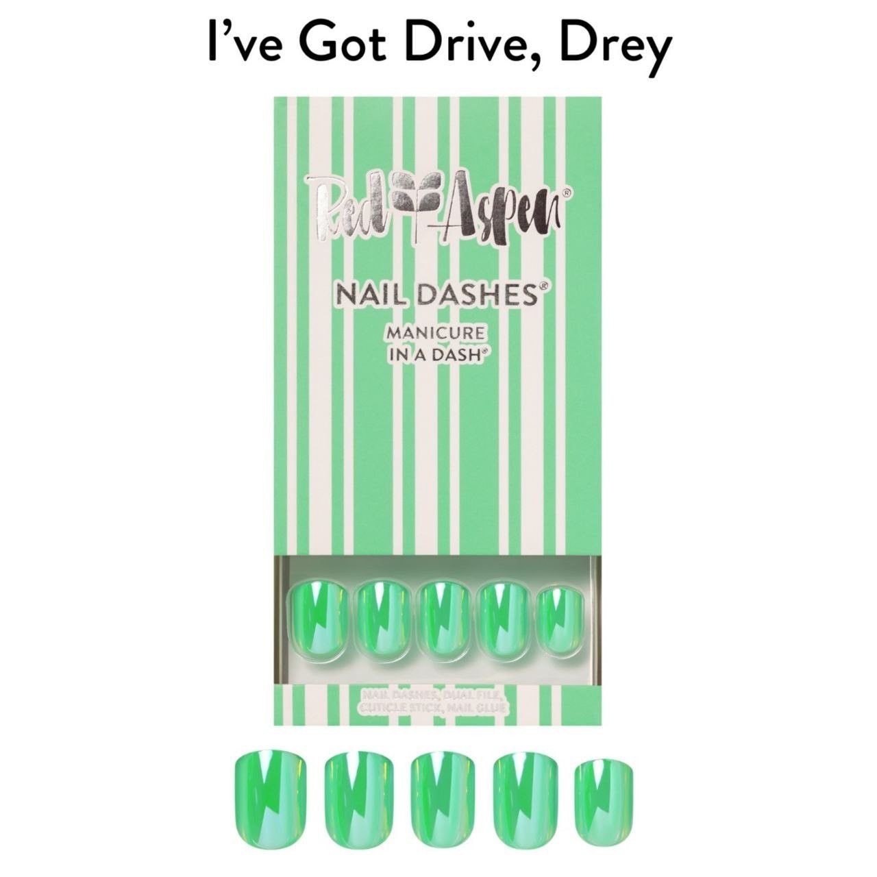 Red Aspen Press On Nails- I’ve Got Drive, Drey Short • Square • Holographic