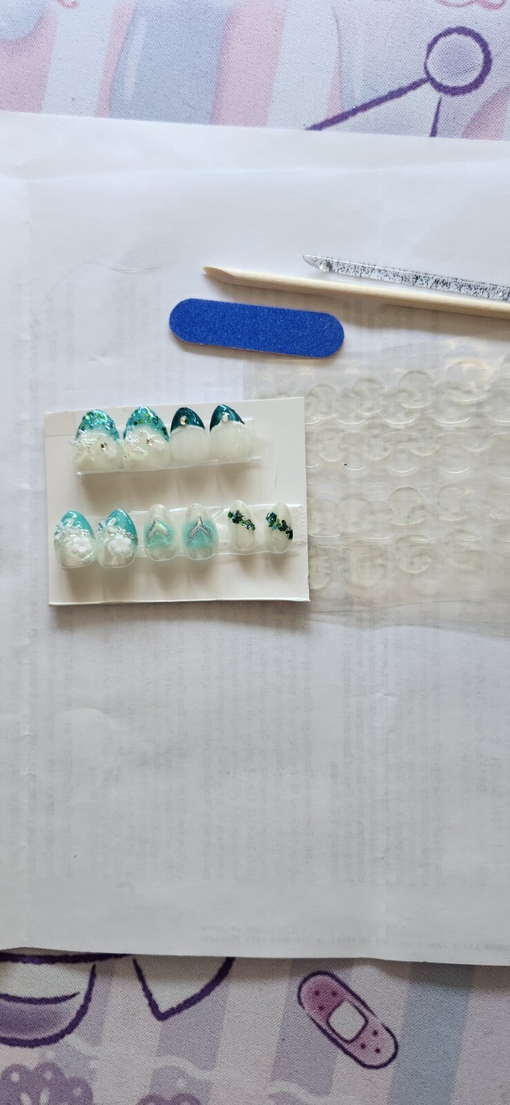 Hand Painted Custom “Mermaid” Extra Short Almond Length Press On Nails (size M)