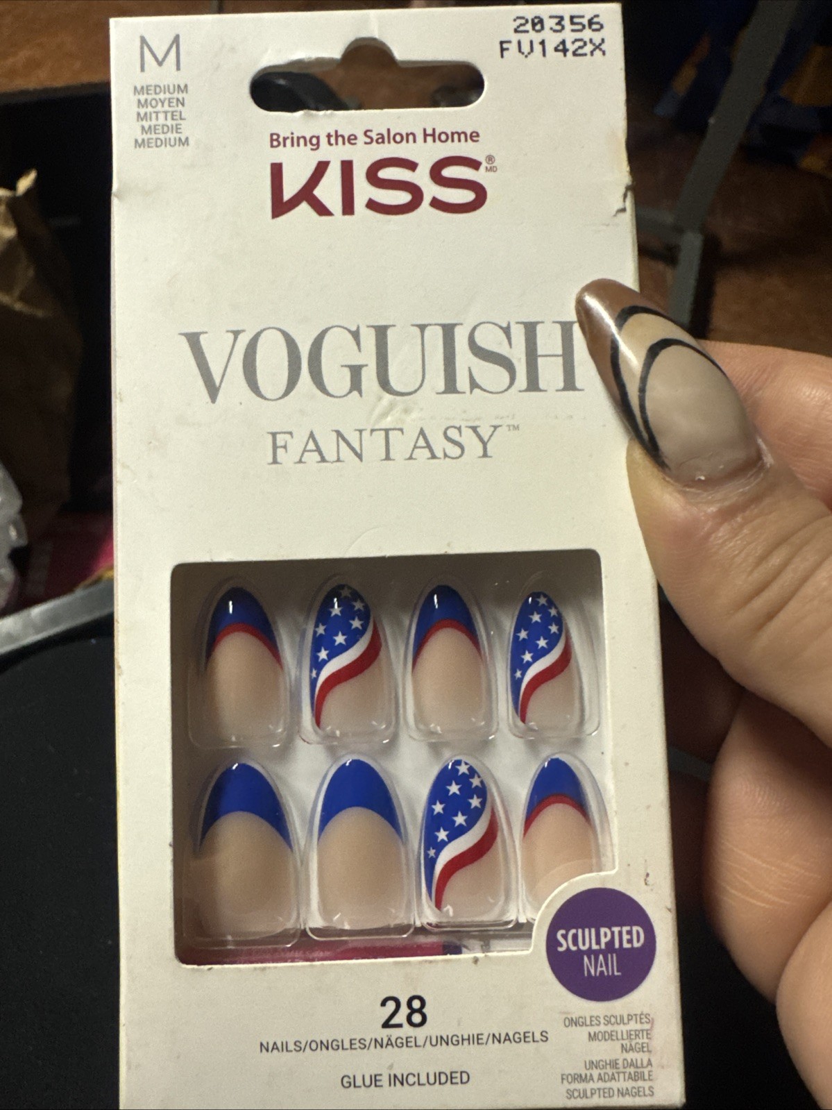 Kiss VOGUISH FANTASY Patriotic French Press on Nail Set of 28