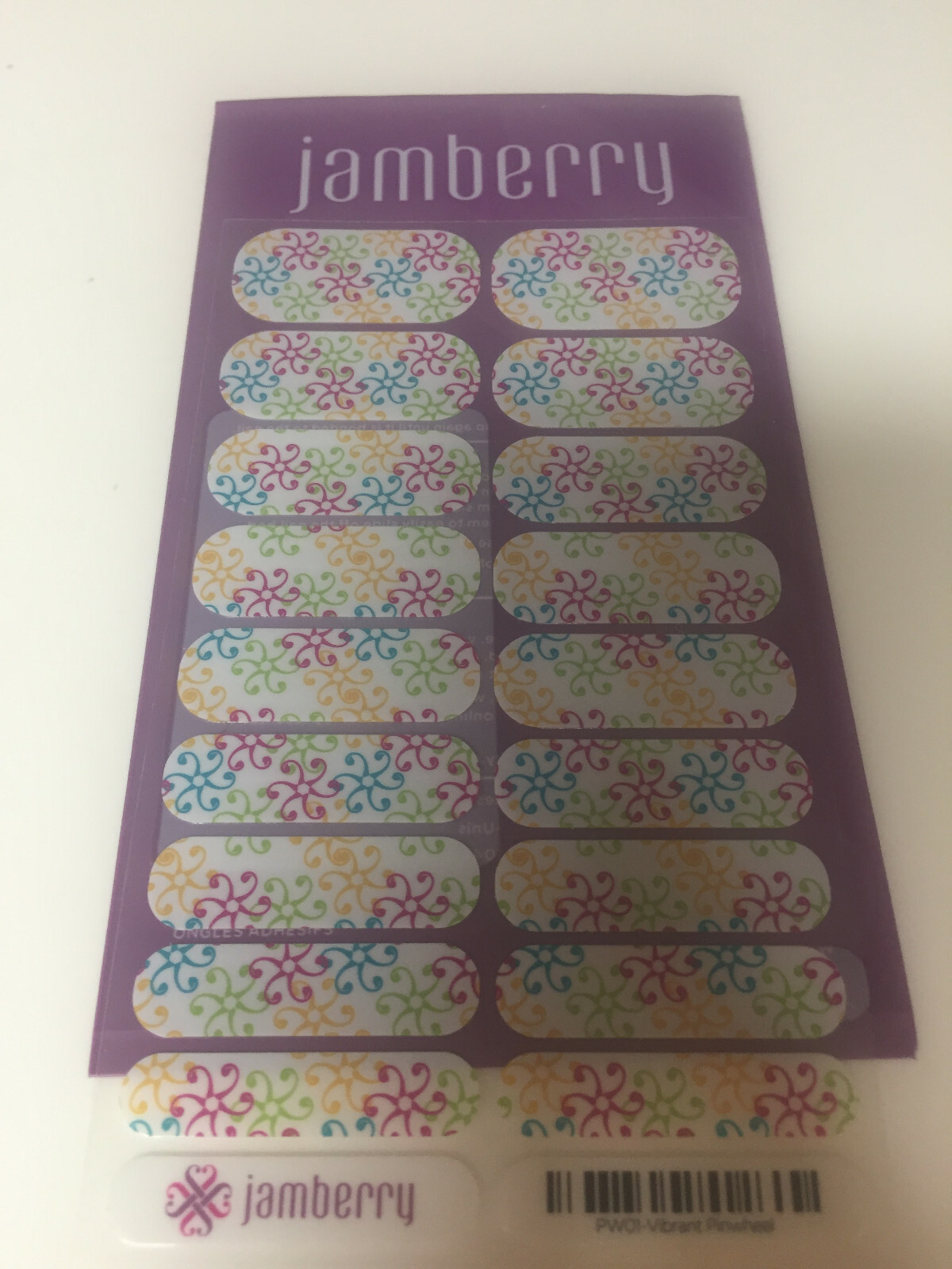 Jamberry Nail Wraps ~ Full Sheet ~ Vibrant Pinwheel ~ Retired