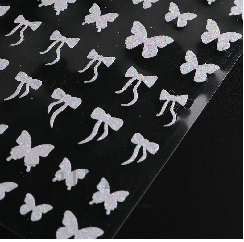 3D Sparkly Glitter Butterfly Bow Bunny Rabbit Flame Nail Art Decal Sticker NS49