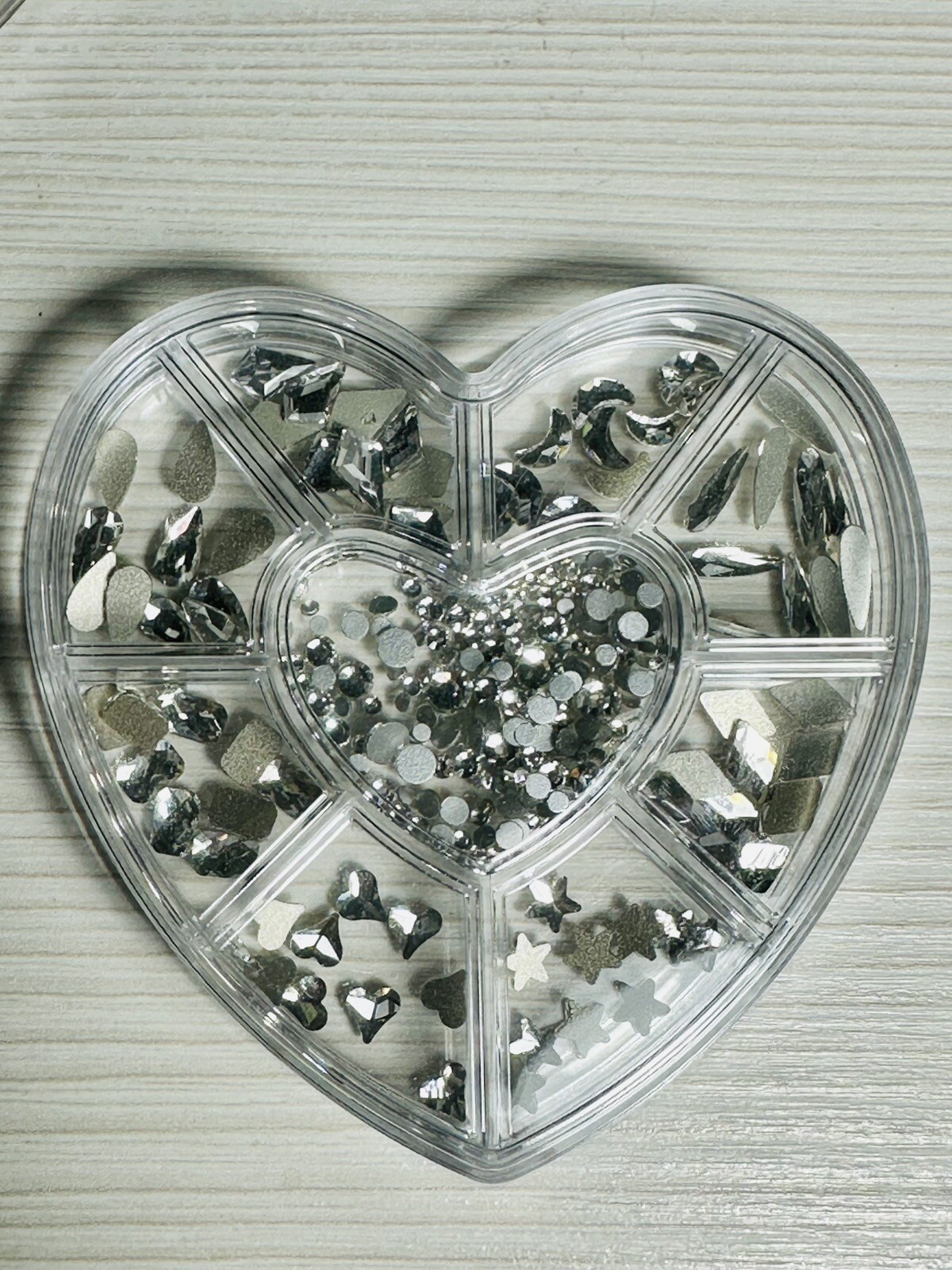 nail art flat back crystal rhinestone diamond 280 Pcs Heart Star Round Silver