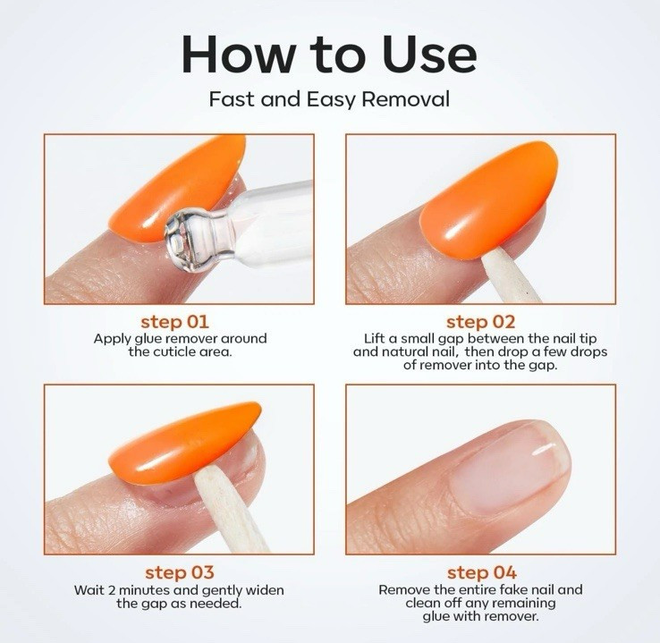 Quick 30ml Nail Glue Remover for Press-On Nails – Easy Two-Step Application