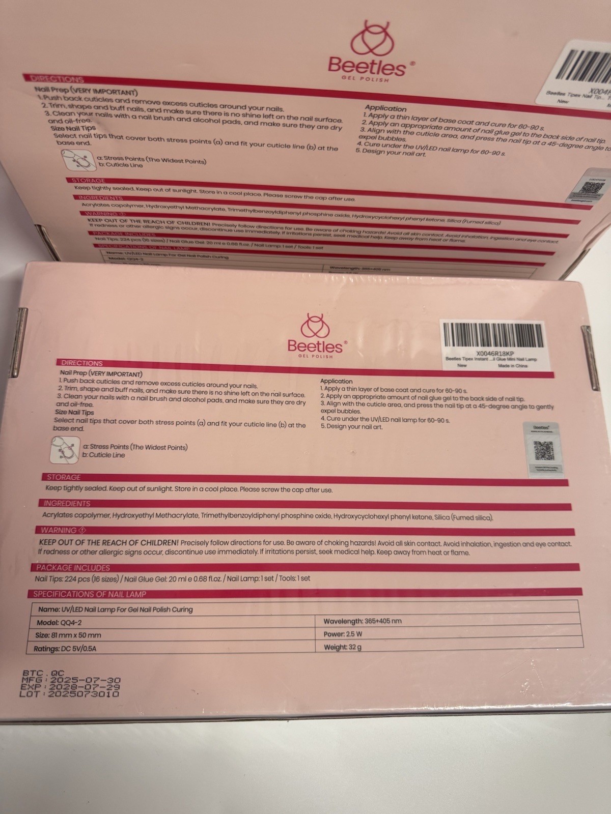 Beetles TIPEX Instant Apex Nail Tips 2 Pack 224PCS Each Stiletto + Square New