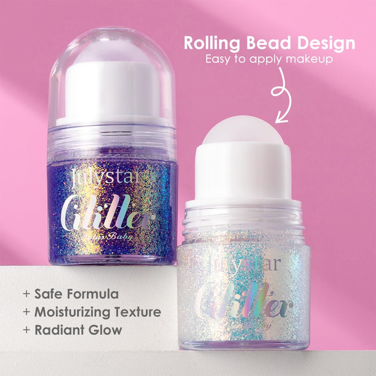 Pakivs 2PCS Rollon Body Glitter Gel for Face Hair,Chameleon Color Changing Gl…