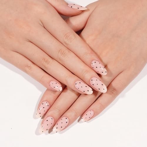 Polka Dot Semi Cured Gel Nail Strips – 20Pcs Pink UV Gel Nail Wraps Style-1