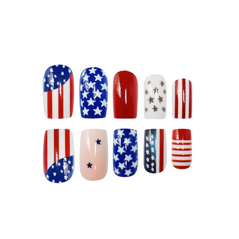 Independence Day Star Flag Press On Nails Square Removable Wholesale