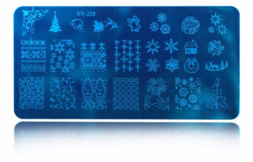 Snow Christmas Tree Deer Flowers Seamless Pattern Nail Metal Stamping Plate