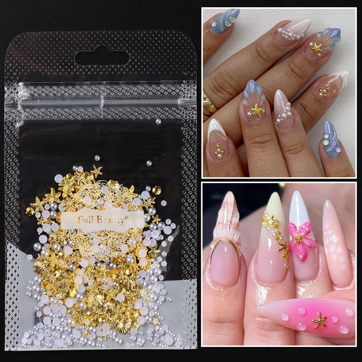100Pcs Starfish Nail Charms and Gems Summer Ocean Style Nail Art Charms Alloy…