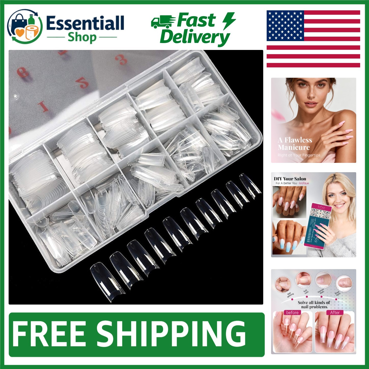 Elegant 500PCS French Style Clear Acrylic Nail Tips – Ideal for Home Manicures
