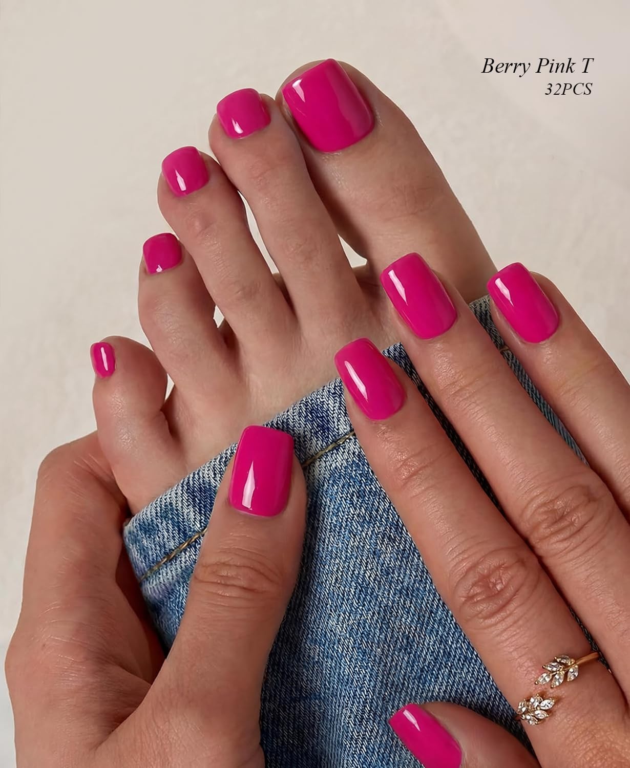 Semi Cured Toenail Strips (Pink T), 32 Pcs Pedi Stickers, Wraps, Salon Qualit…