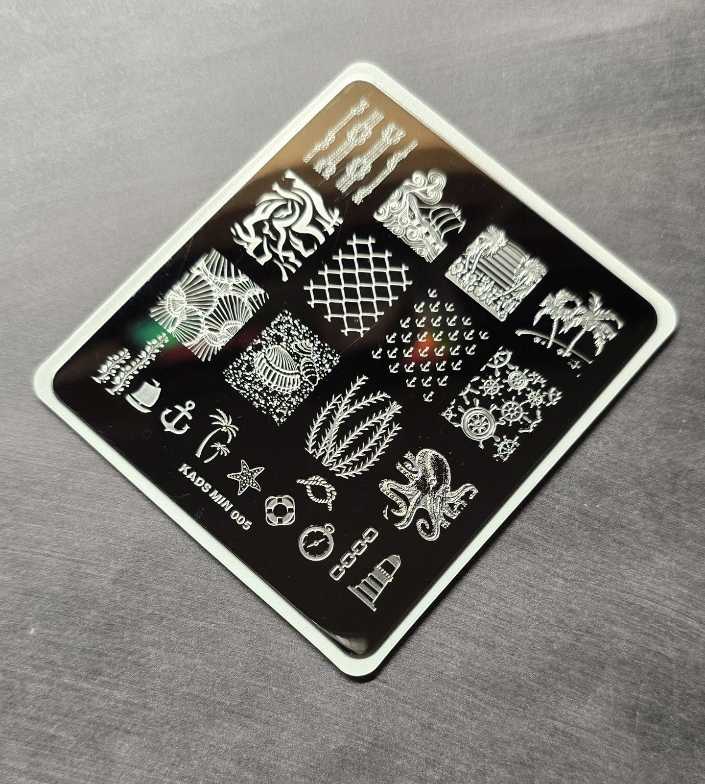 KADS Min 005 Nail Stamp Plate Template Series Beach Ocean Sea Sailor Anchor Tree