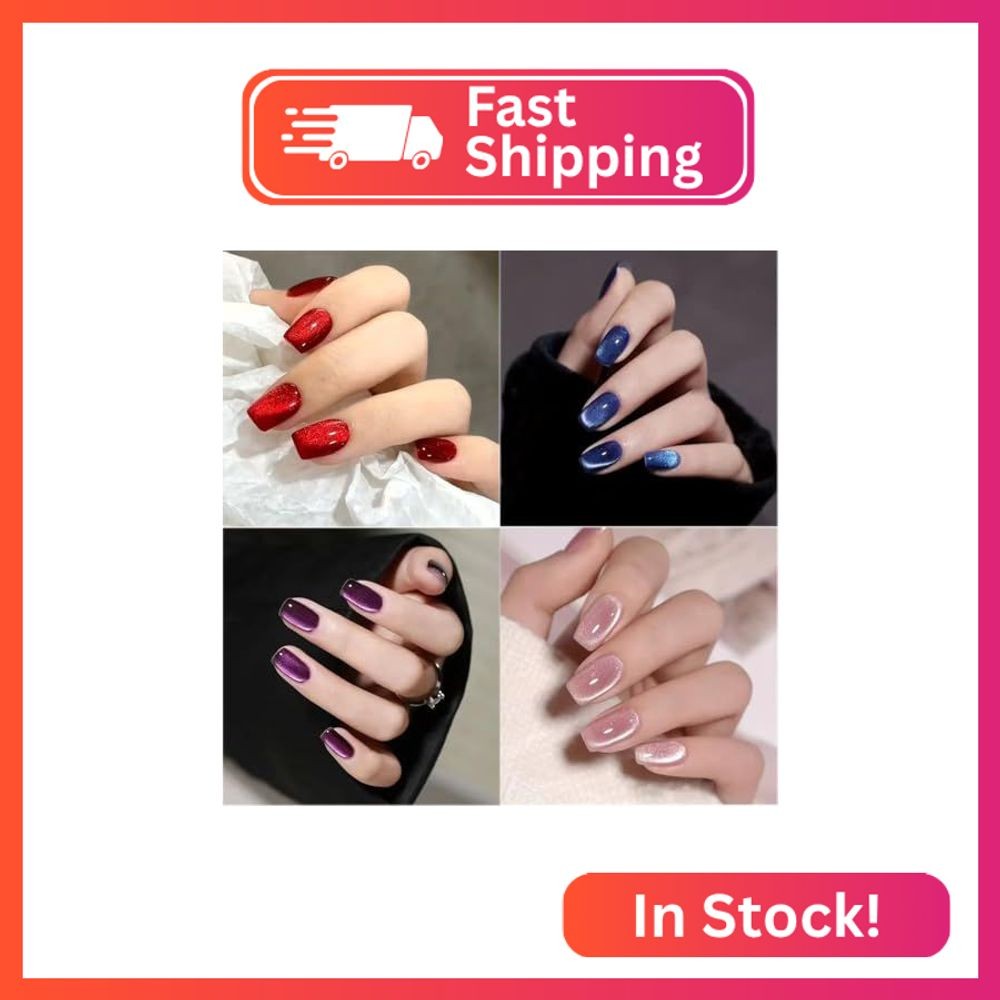 4 Packs (96Pcs) Press on Nails Fake Nails Glue on Nails Set with Adhesive Tabs N
