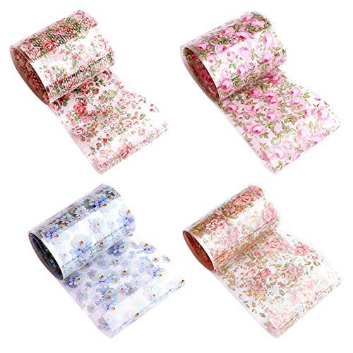 10 Rolls Starry Sky Nail Art Foil Sticker Colorful Flower Rose Nail Transfer