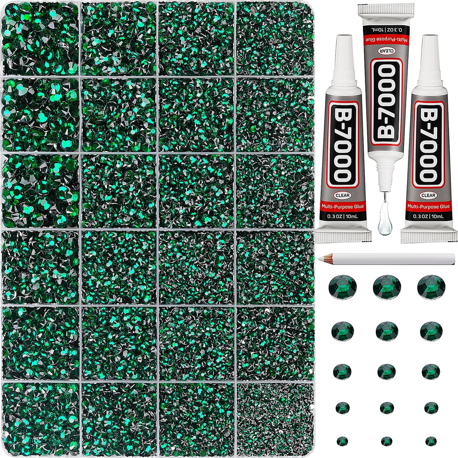 33000Pcs Emerald Green Rhinestones for Bedazzling, Dark Green Bedazzler Kit w…