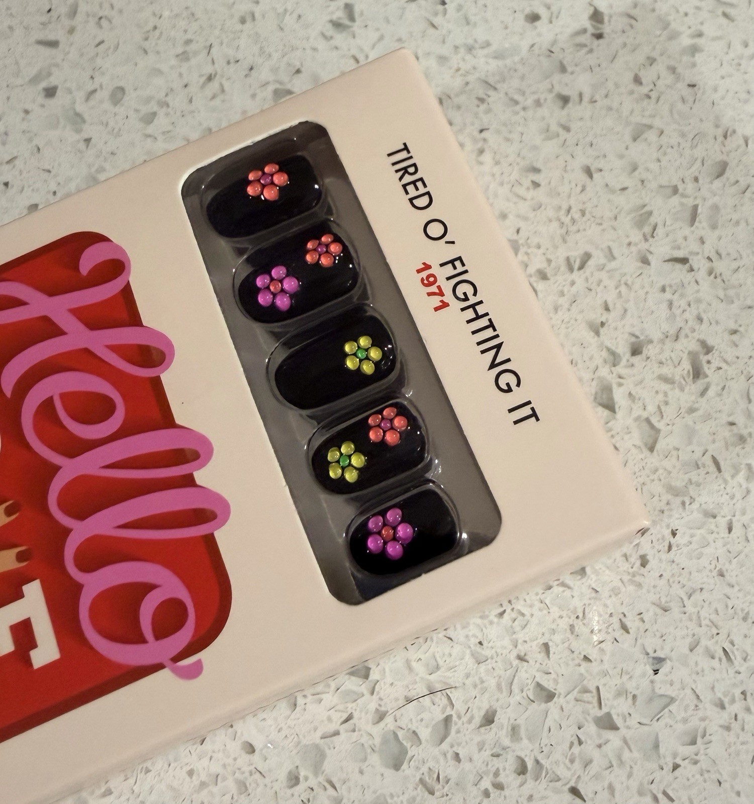 Hello Love Press On Nails Short Black Floral 3D Tired O’ Fighting It🖤