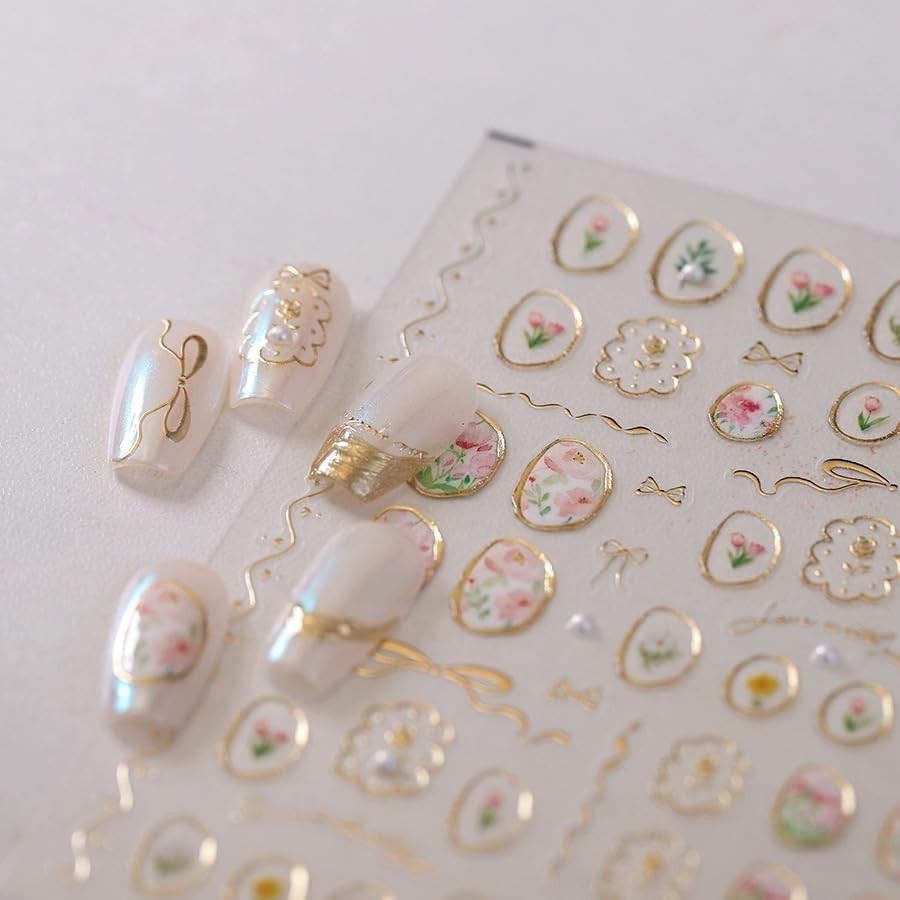 Spring Nail Stickers 5D Embossed Flower Nail Dedals for Designs-stickers11
