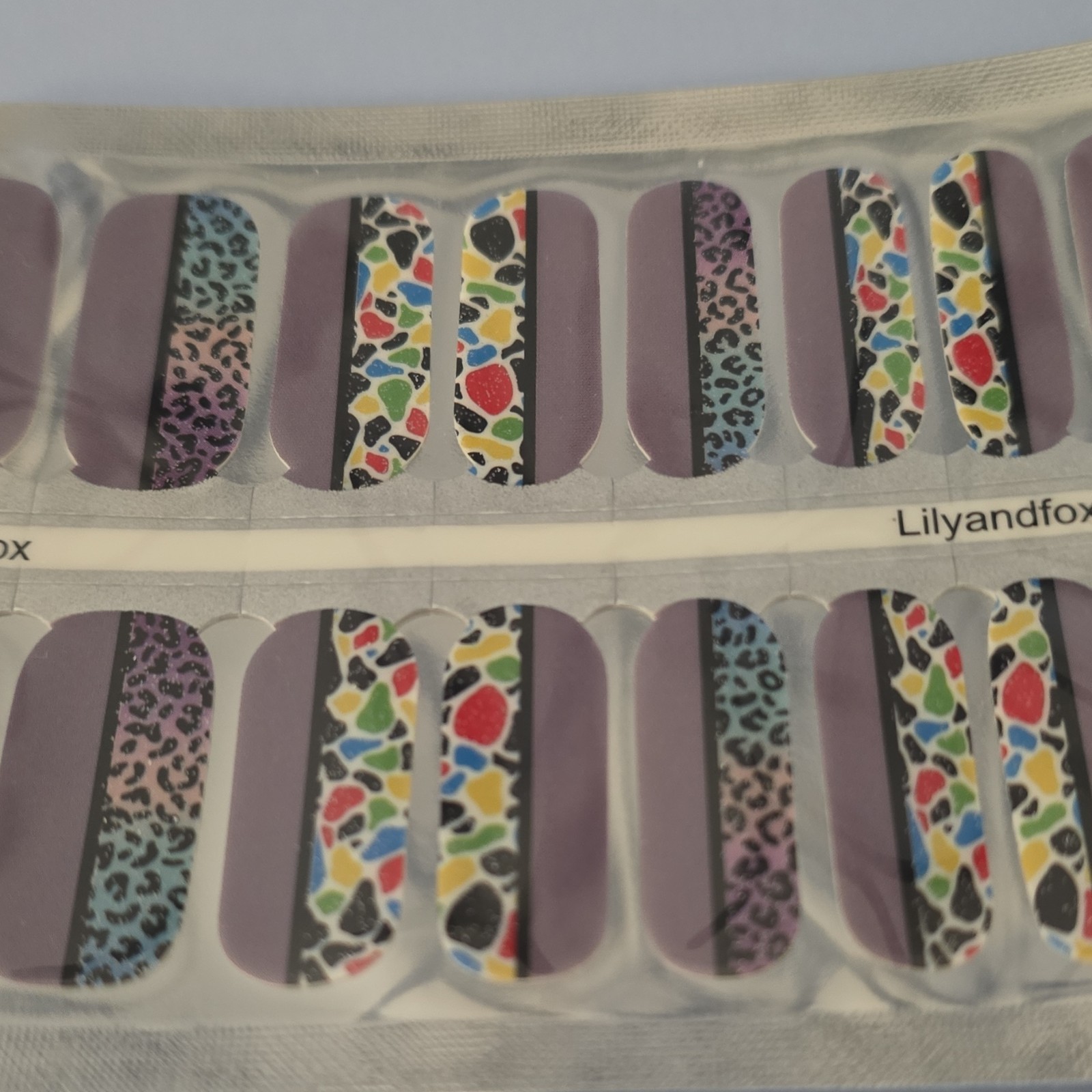 Lily & Fox Nail Wraps – Multicolor / Gray / Black – Leopard Animal – Full Wrap