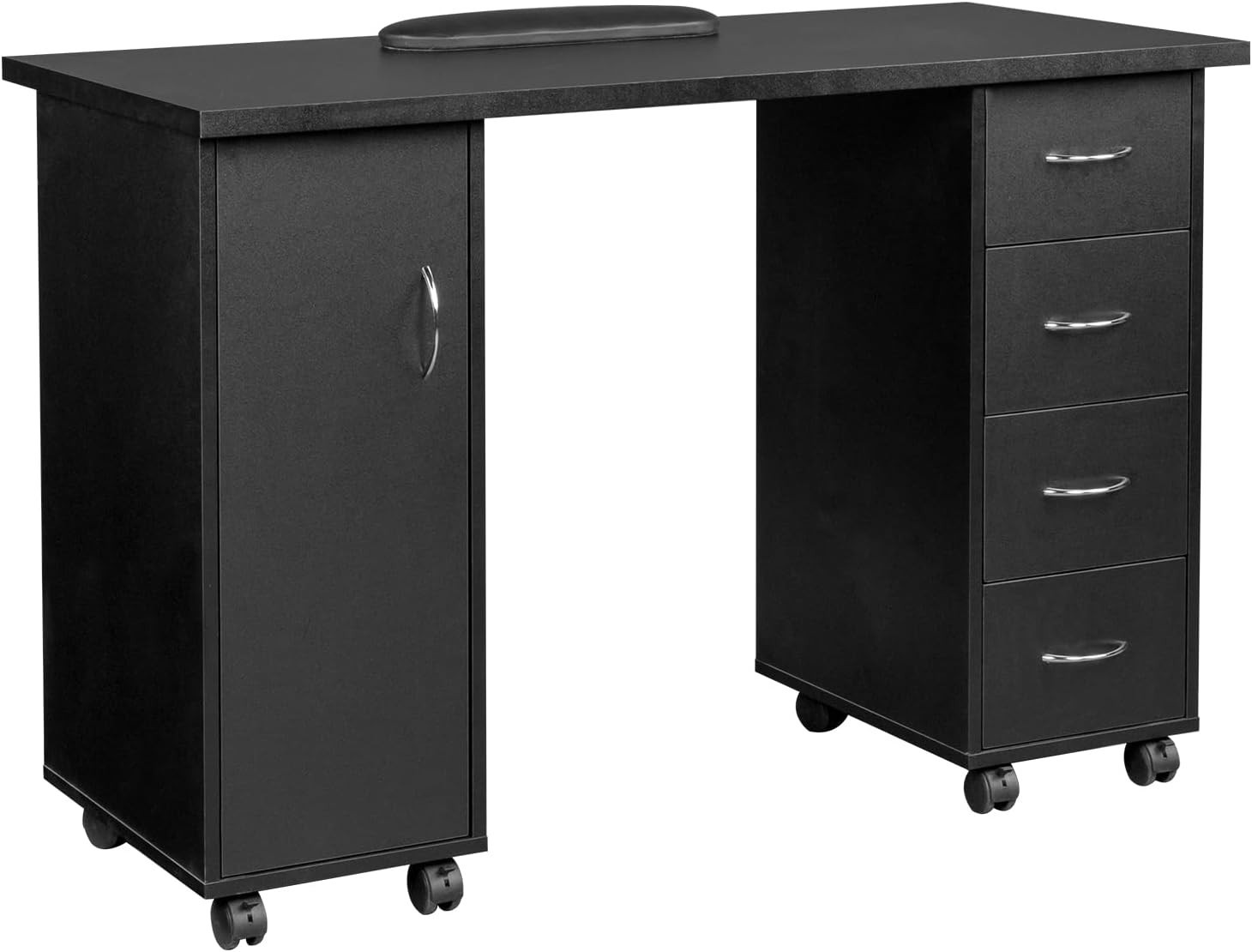 Nail Beauty Manicure Table with 4 Drawers, Lockable Wheels, 2 Shelves Storage…