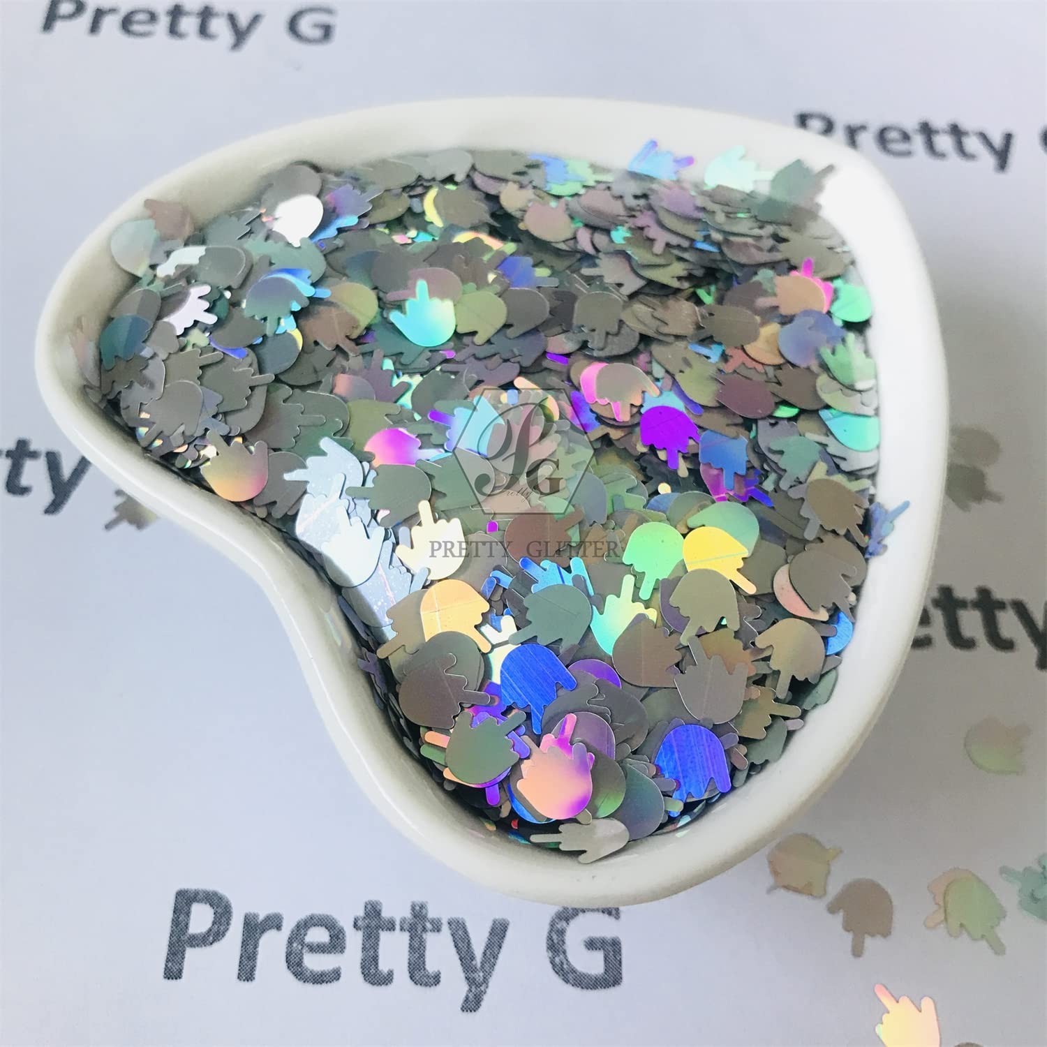 10 Grams/Pack – Sliver Middle Finger Gestures Glitter – Festival Rave Beauty …