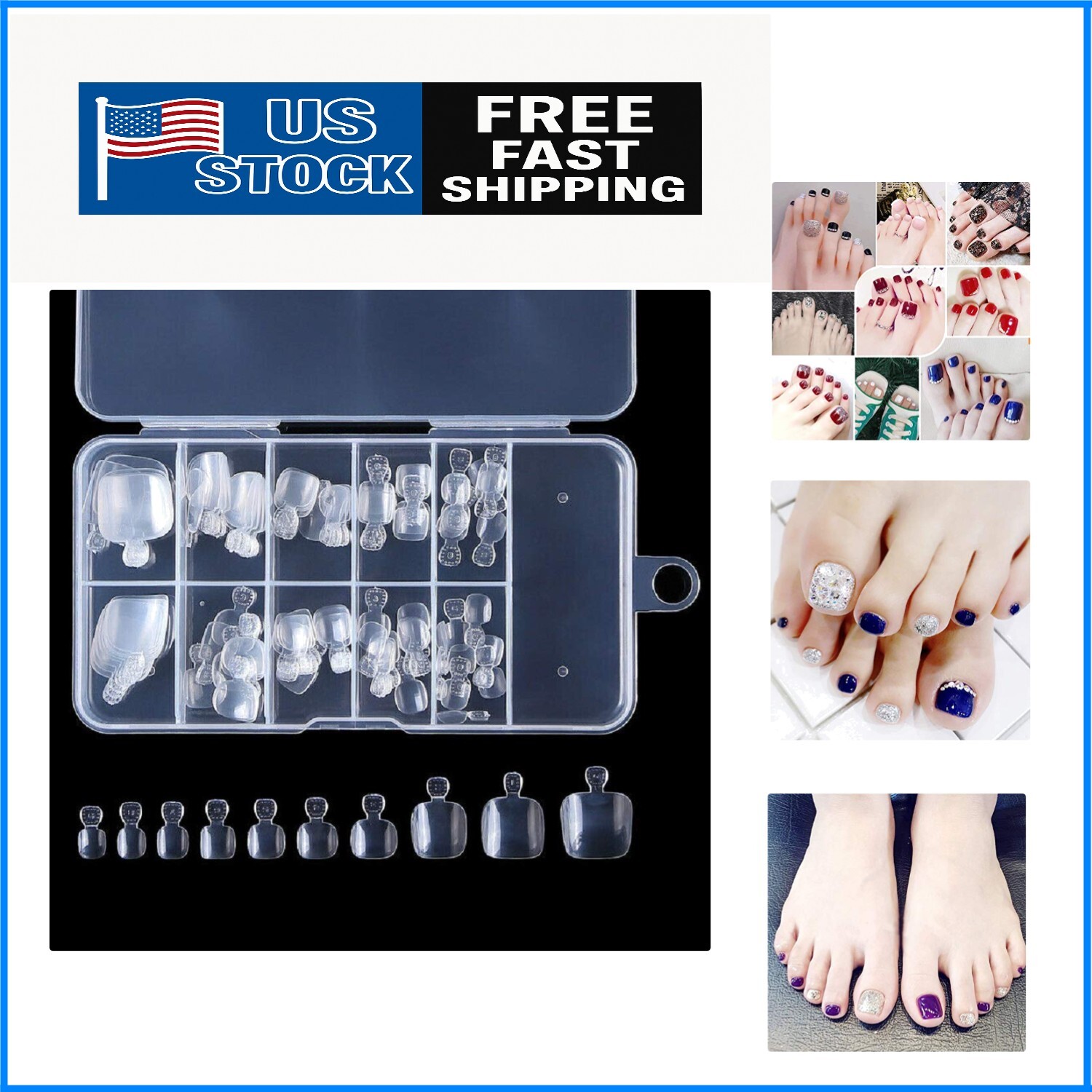 Artistic 100-Piece Full Cover Fake Toenail Tips for Stunning Nail Designs
