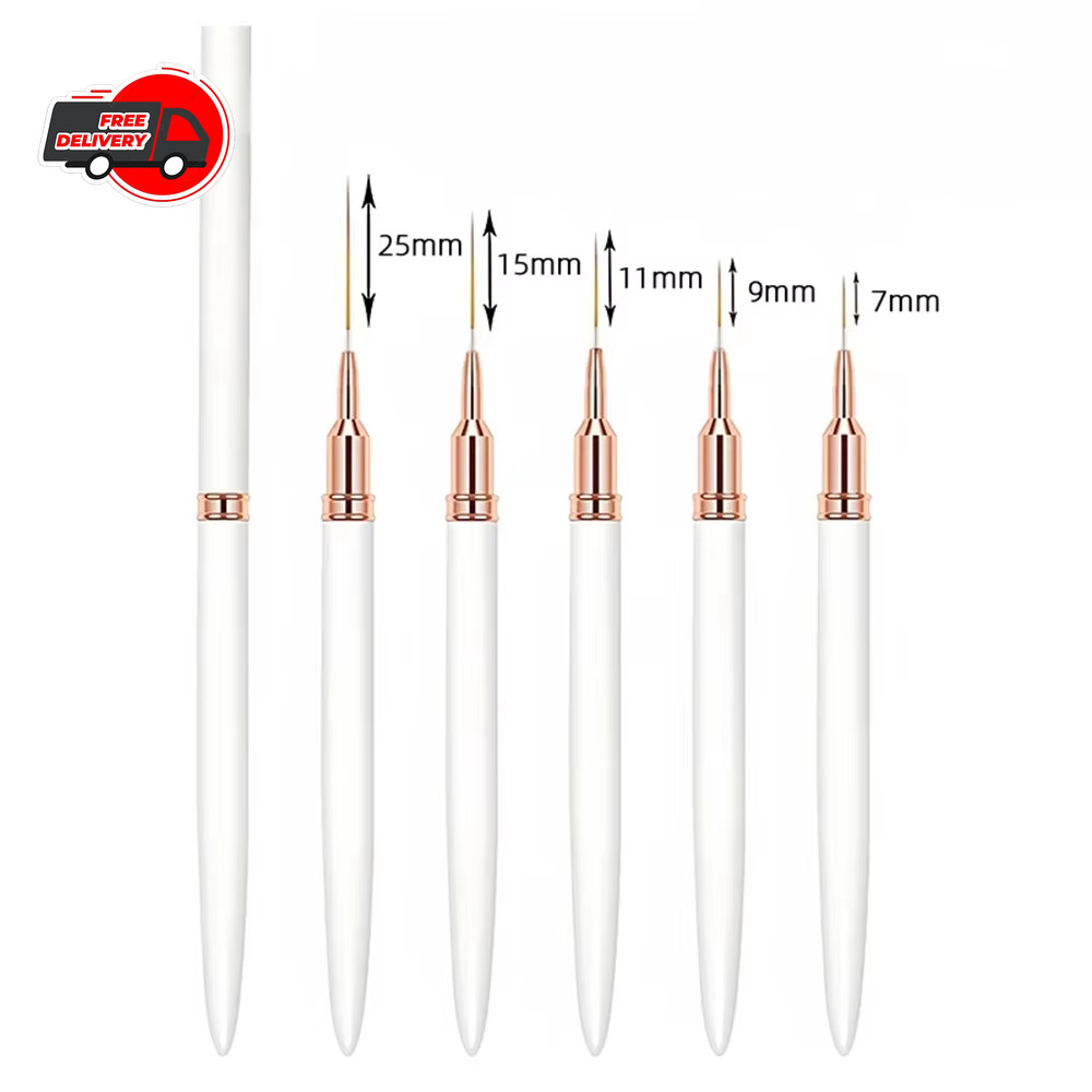 5pcs Nail Art Liner Brush Pen Set Elongated Striping Drawing Professional Tools