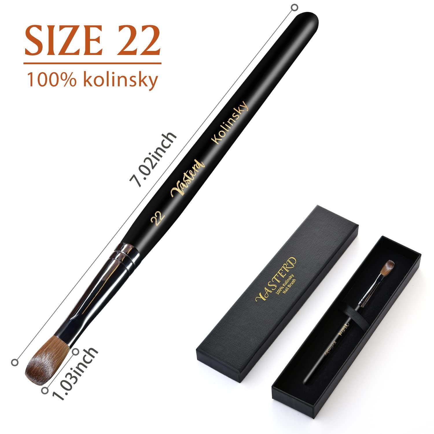 Professional Kolinsky Acrylic Nail Brush Size 22..
