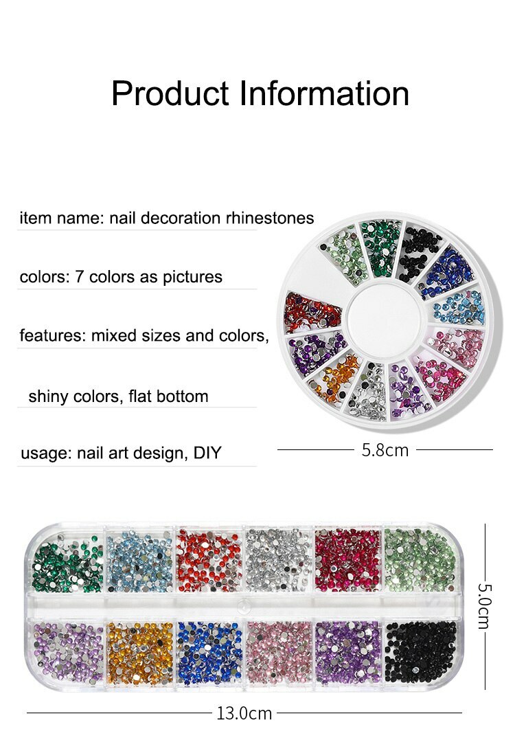 Mixed Size Colors Glass Flat Rhinestones Crystal Strass Nail Art Decoration