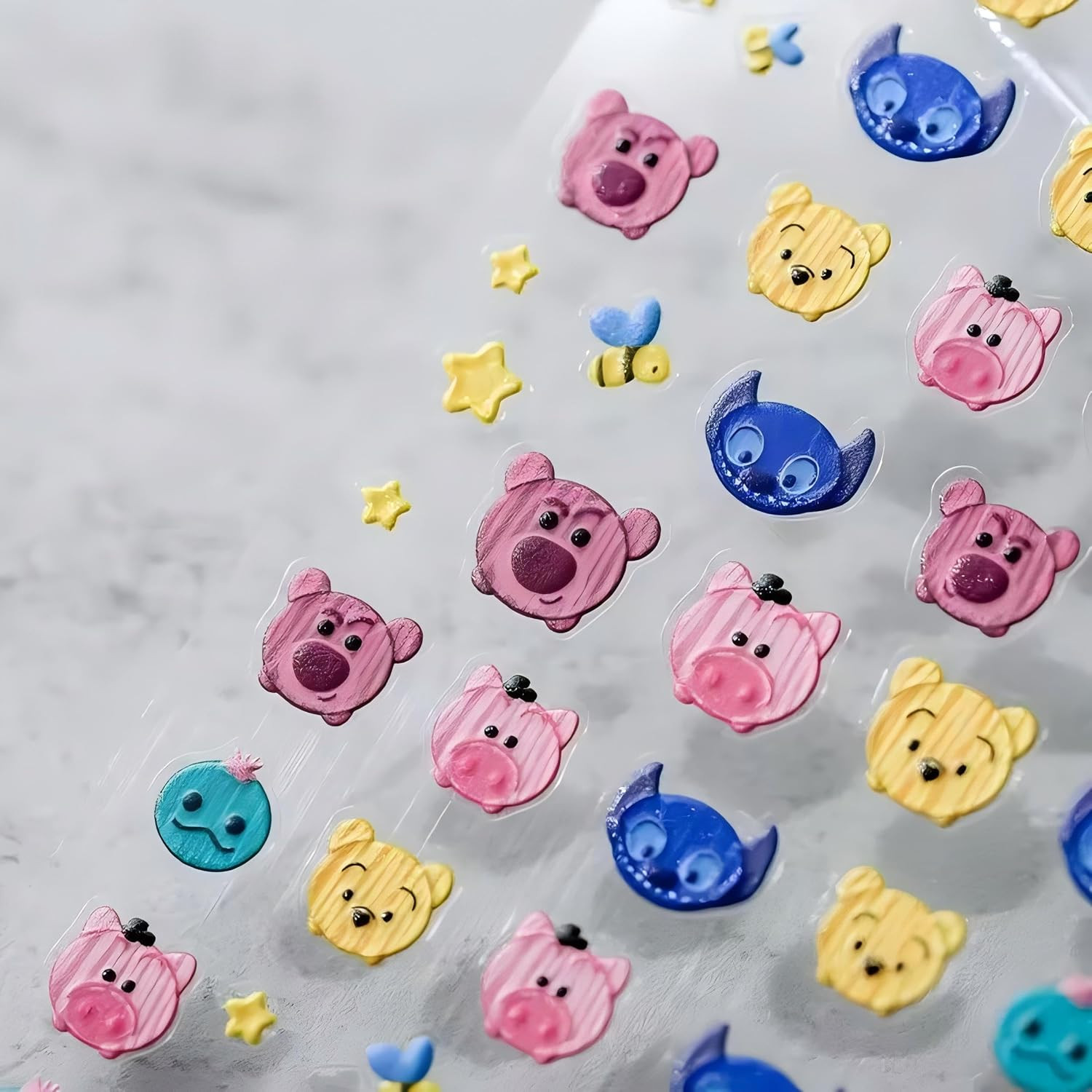Cute Nail Stickers 5D Embossed Cartoon Bear Nail Stickers Kawaii Animal Self-Adh