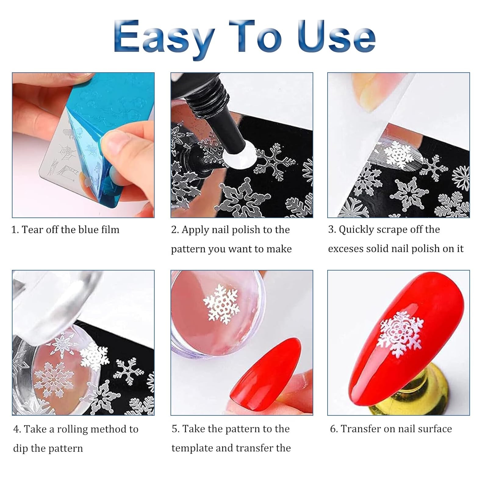 French Line Nail Stamper Plates Kit, 4Pcs Nail Stamping Plates + Dual-end Sil…