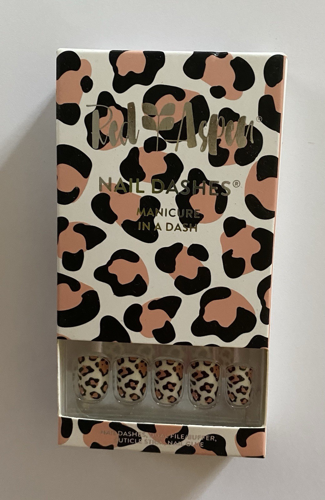 Red Aspen Nail Dashes – Leopard For Lydia -Short Square- Animal Print -NEW
