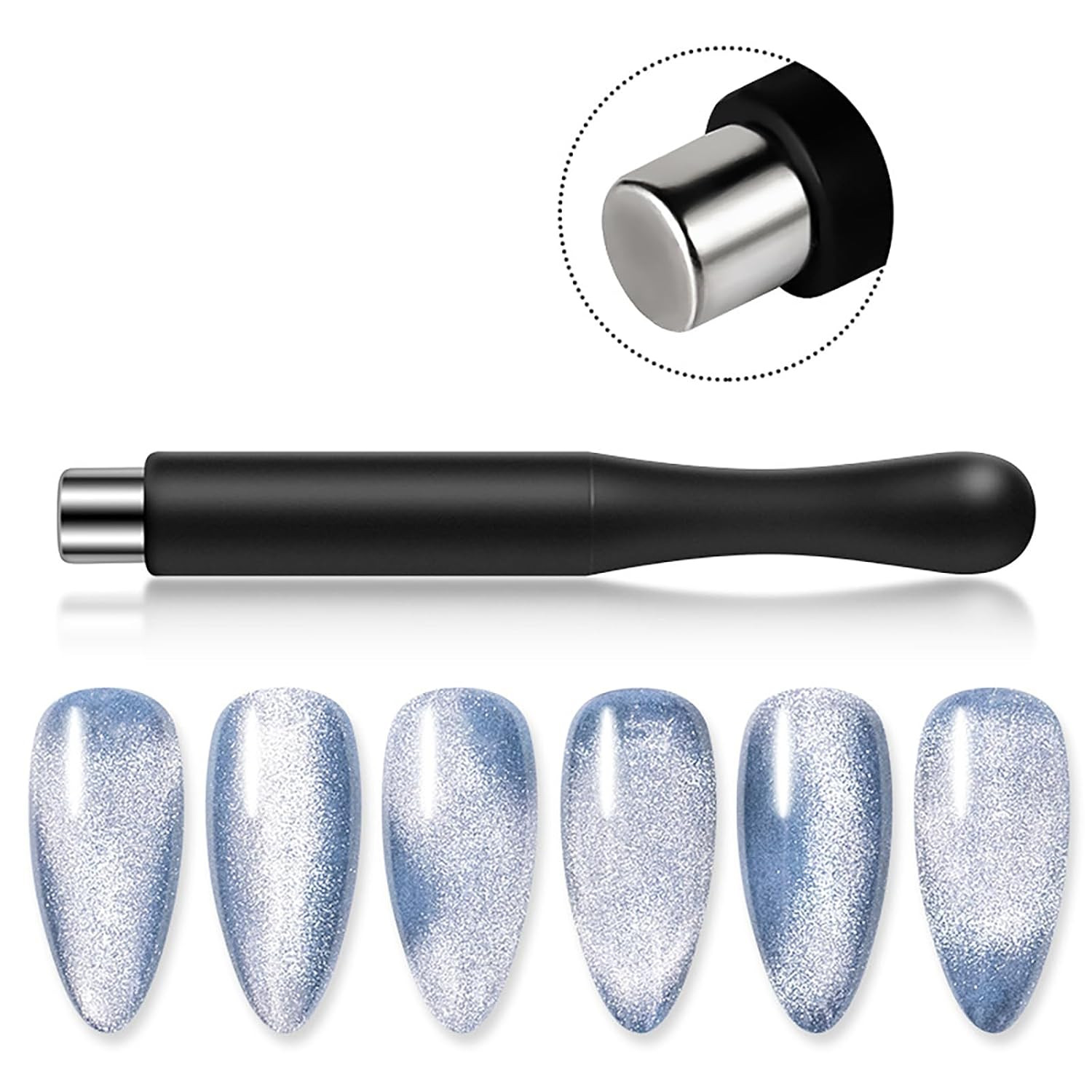 6Pcs Cat Eye Magnet for Nails Magic Cylindrical Nail Polish Magnet Stick Gel Pol