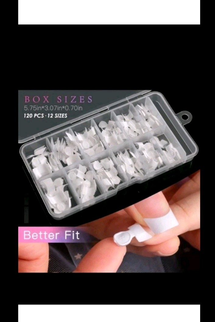 White French Nail Tips 132 PCS Short French Style Acrylic Nail Tip 12 Sizes Fals
