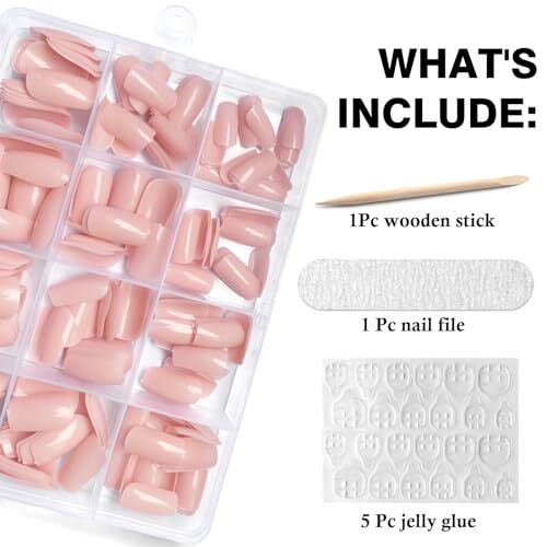 240pc Press on Nails Medium Square Fake Nails Press ons Square Nail Tips Nude
