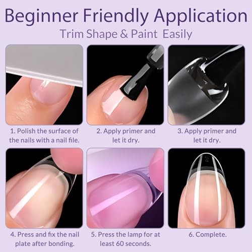 Nail Tips, 480pcs Soft Gel Nail Tips Square Shape Fake Clear Medium Square