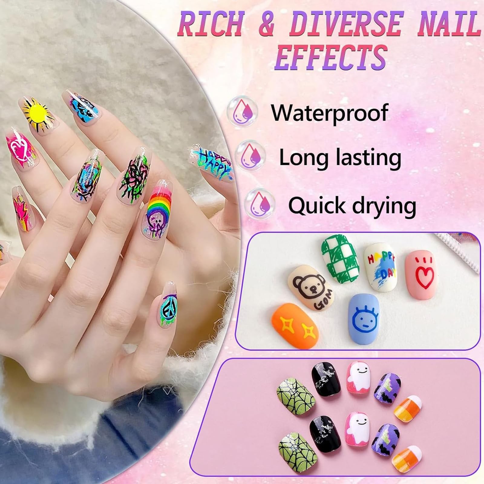 NEW 12 Colors Nail Arts Markers Pens Set, Nail Markers for Nail Arts, Suitabl…