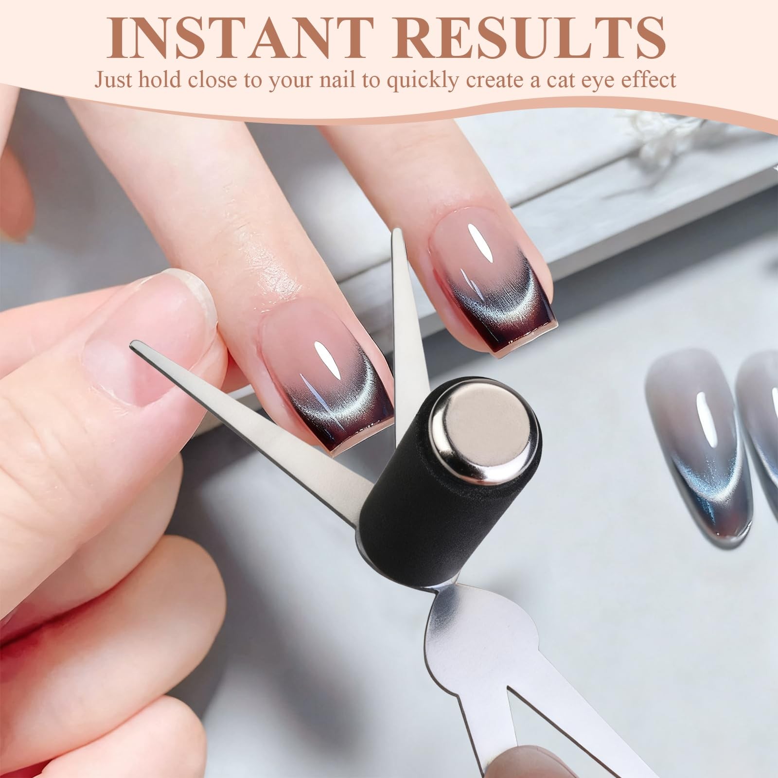 Cat Eye Magnet Set, Scissor-shaped Nail Magnet Tool, 2 in 1 Art DIY Salon