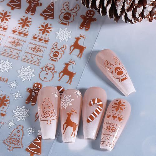 8PCS Christmas Nail Art Stickers Decals 3D Glitter Christmas Christmas style3