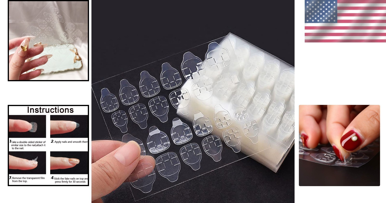 20 Sheets of Self-Adhesive Nail Tabs – 480 Pcs Jelly Stickers for Convenient Use