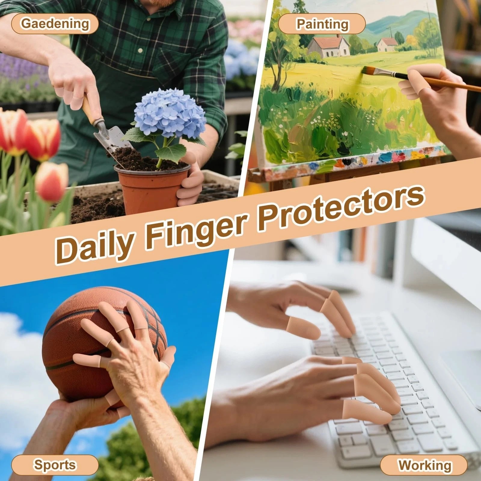 20 Pcs Gel Finger Cots – Reusable Silicone Finger Protectors & Thumb Cots,
