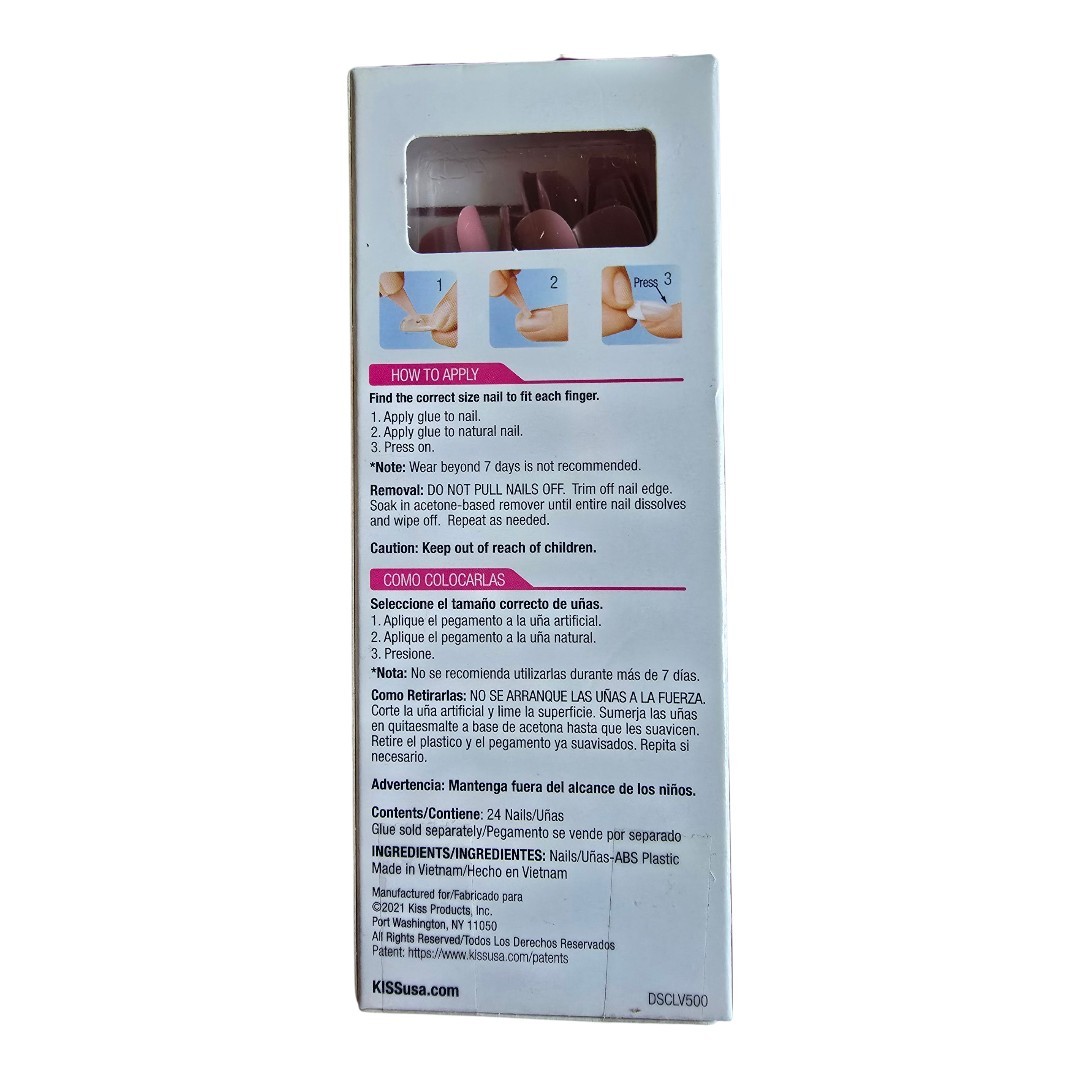 NWB Kiss Artificial Nails Light Mocha Rose Long Sculpted Volume Shape DSC01 Maze