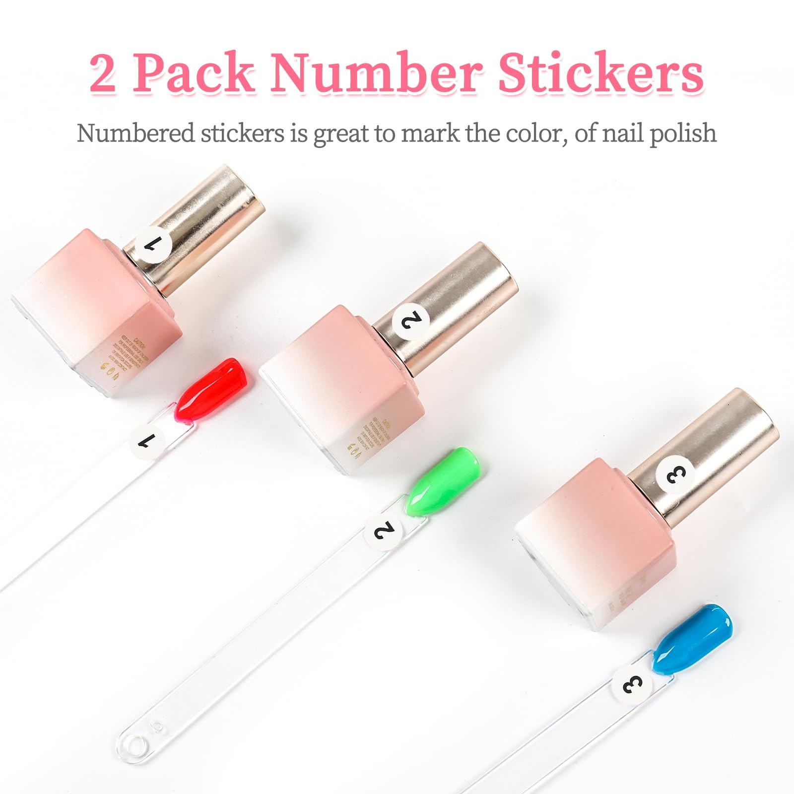 100 Pcs Clear Nail Swatch Sticks with Ring Fan Shape Nail Color Swatches Sticks