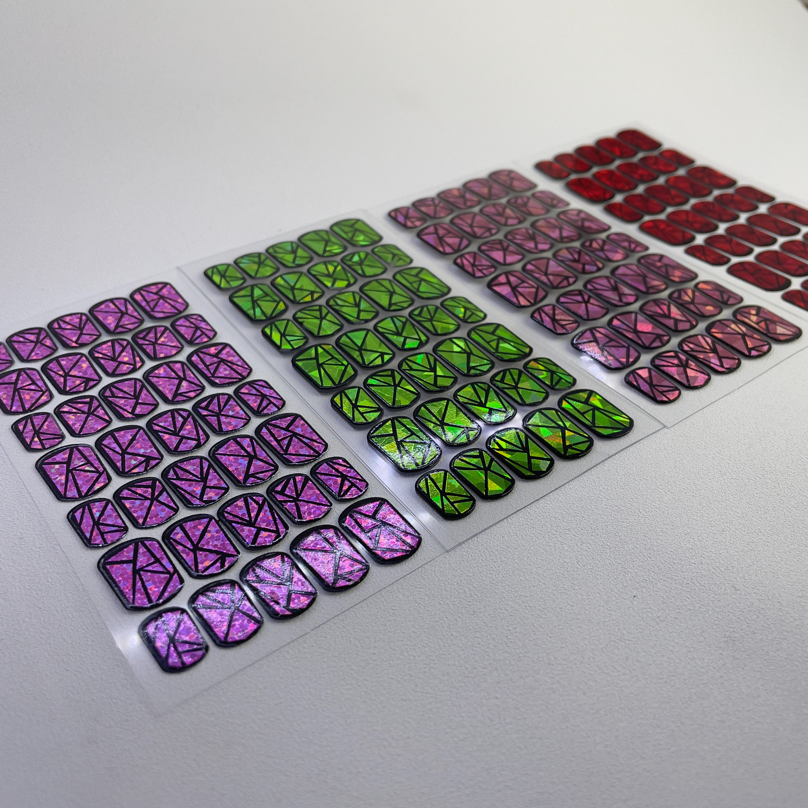 Full Cover Nail Wraps 4pc Set DIY Holographic Glass Bundle Made in Korea