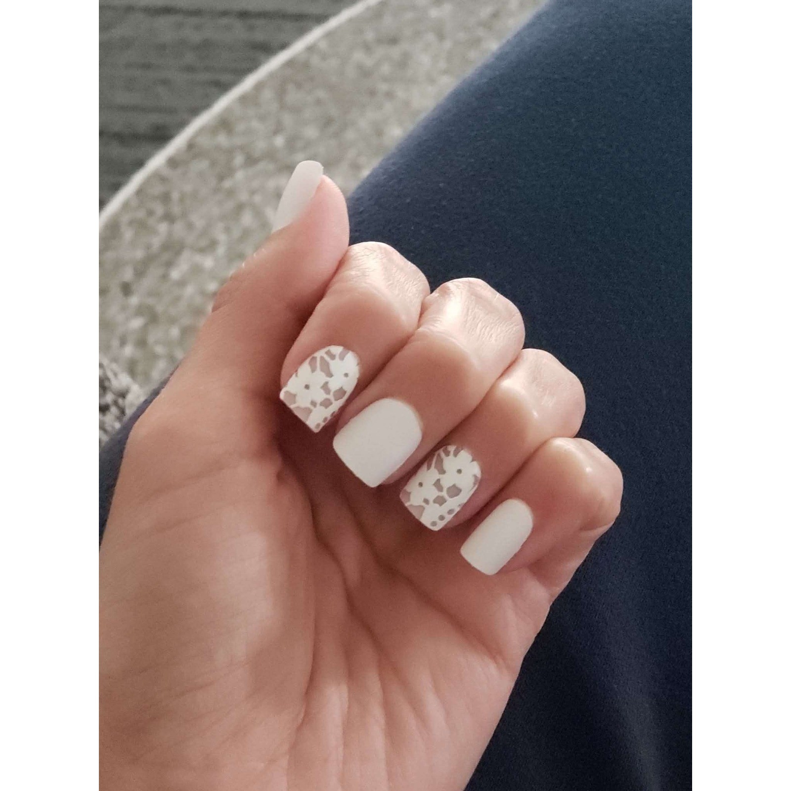 Siara Martin Beauty Devotion Press On Nails Floral Lace Matte Cream Stiletto Kit
