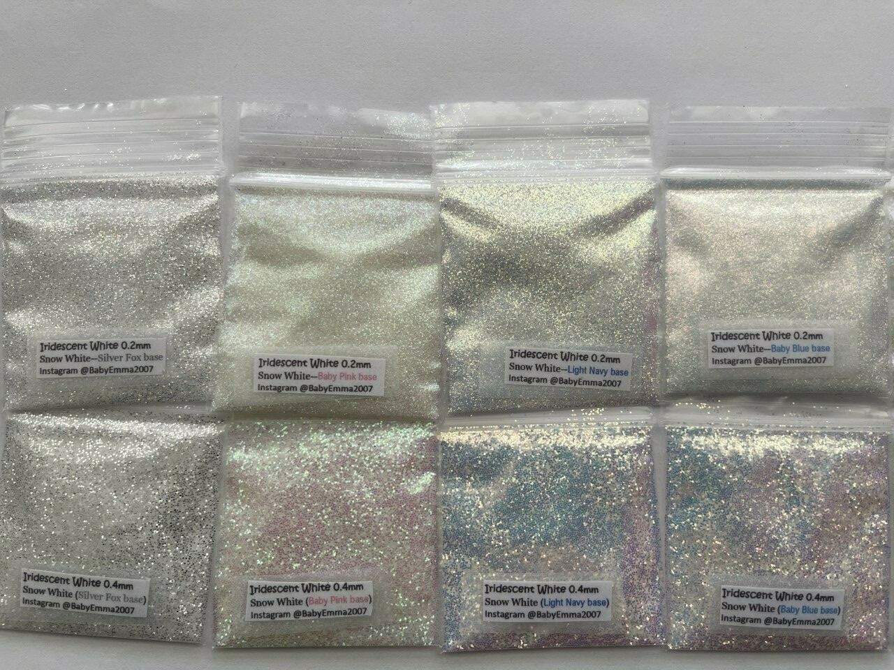 Iridescent White Glitter Hex Snow White: SILVER/PINK/NAVY/BLUE sheen Nail-US-tsp