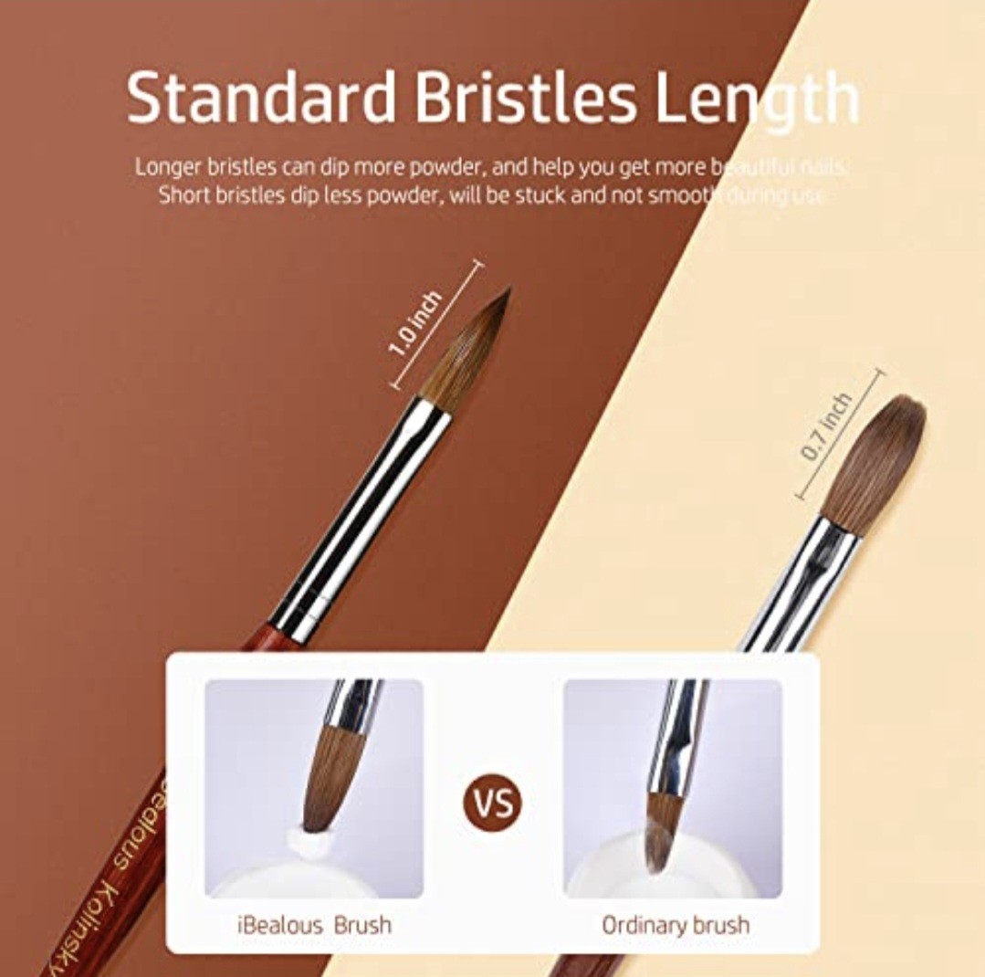 iBealous & Easkep Kolinsky Nail Brushes #8