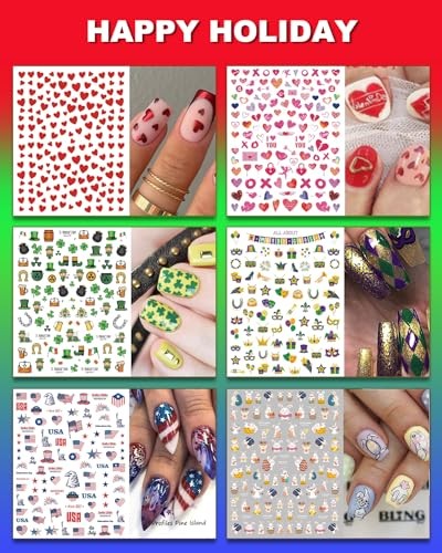 36 Sheets All Holiday Nail Art Stickers, Mixed Season 36 Sheets, All Holiday